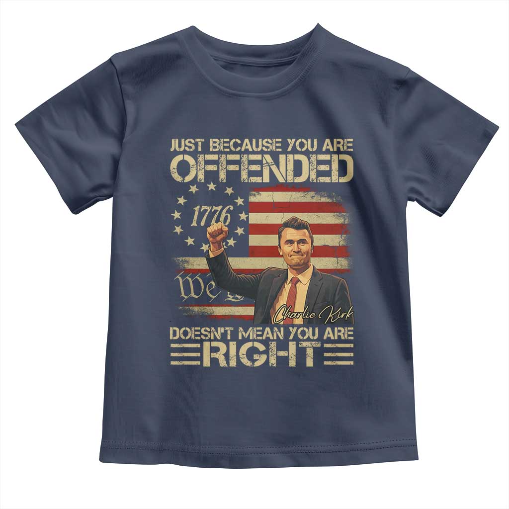 Charlie Kirk Memorial Toddler T Shirt Freedom Commemorative USA Flag Tribute TS10 Navy Print Your Wear