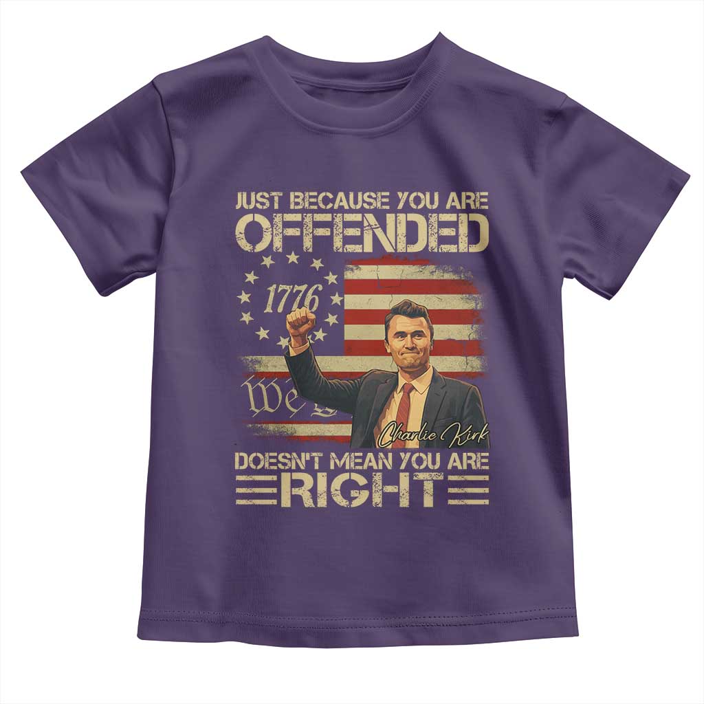 Charlie Kirk Memorial Toddler T Shirt Freedom Commemorative USA Flag Tribute TS10 Purple Print Your Wear