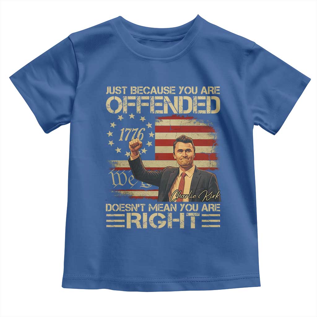 Charlie Kirk Memorial Toddler T Shirt Freedom Commemorative USA Flag Tribute TS10 Royal Blue Print Your Wear