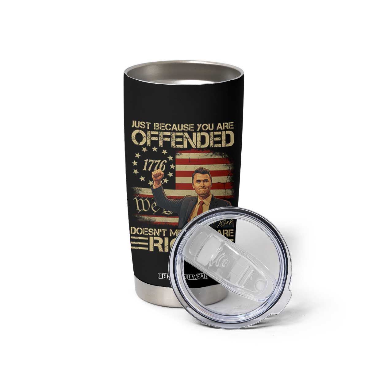 Charlie Kirk Memorial Tumbler Cup Freedom Commemorative USA Flag Tribute TS10 Print Your Wear