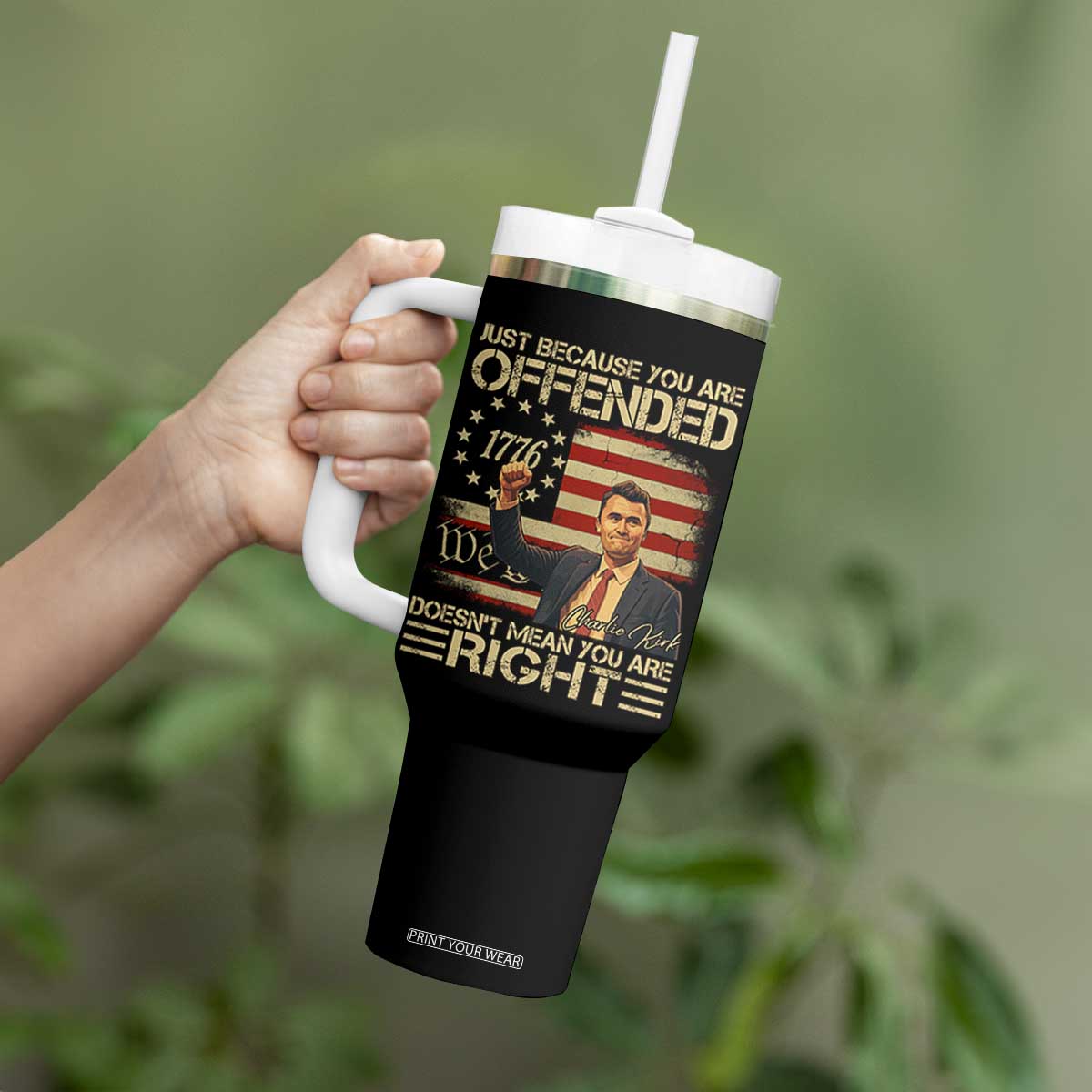 Charlie Kirk Memorial Tumbler With Handle Freedom Commemorative USA Flag Tribute TS10 Print Your Wear