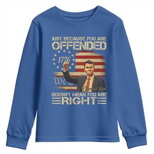 Charlie Kirk Memorial Youth Sweatshirt Freedom Commemorative USA Flag Tribute TS10 Royal Blue Print Your Wear