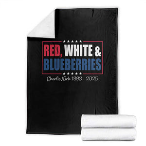 Red White Blueberries Throw Blanket Charlie Kirk Inspired Patriotic Memorial Freedom TS10 Black Print Your Wear