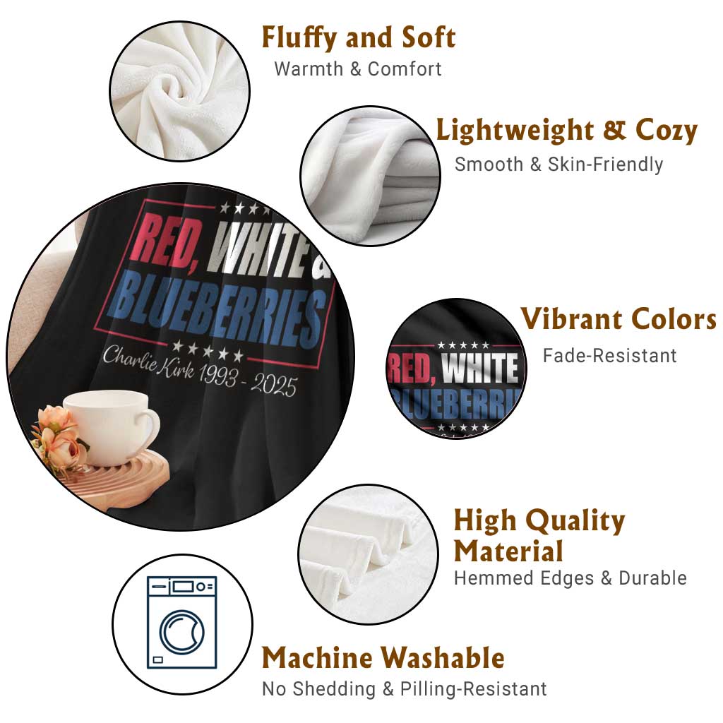 Red White Blueberries Throw Blanket Charlie Kirk Inspired Patriotic Memorial Freedom TS10 Print Your Wear