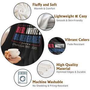Red White Blueberries Throw Blanket Charlie Kirk Inspired Patriotic Memorial Freedom TS10 Print Your Wear