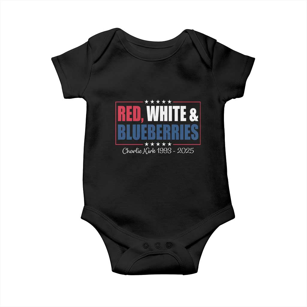 Red White Blueberries Baby Onesie Charlie Kirk Inspired Patriotic Memorial Freedom TS10 Black Print Your Wear
