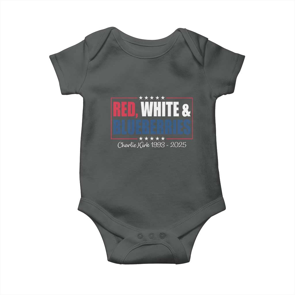 Red White Blueberries Baby Onesie Charlie Kirk Inspired Patriotic Memorial Freedom TS10 Dark Heather Print Your Wear