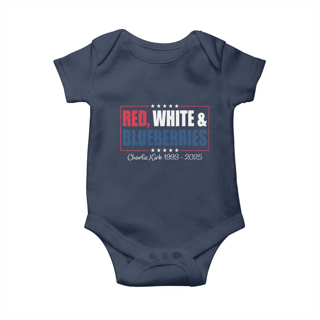 Red White Blueberries Baby Onesie Charlie Kirk Inspired Patriotic Memorial Freedom TS10 Navy Print Your Wear