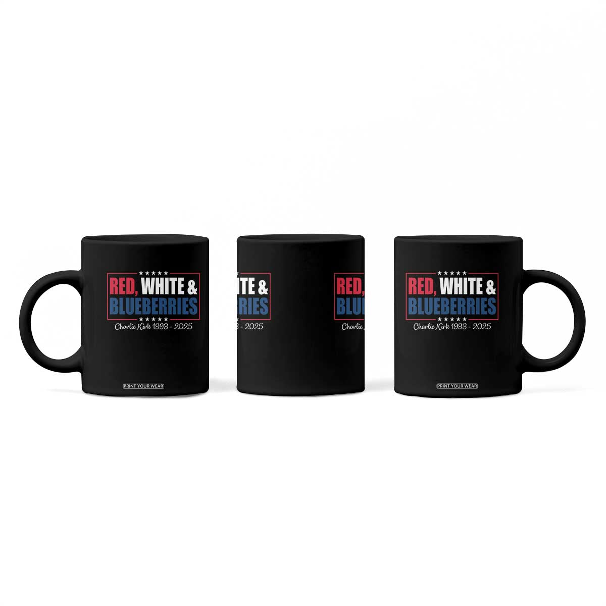Red White Blueberries Coffee Mug Charlie Kirk Inspired Patriotic Memorial Freedom TS10 Print Your Wear