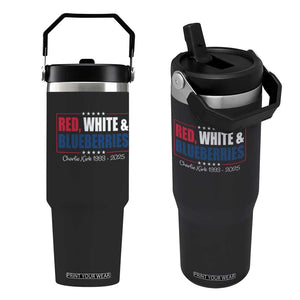 Red White Blueberries Flip Straw Tumbler Charlie Kirk Inspired Patriotic Memorial Freedom TS10 One Size: 30 oz Black Print Your Wear