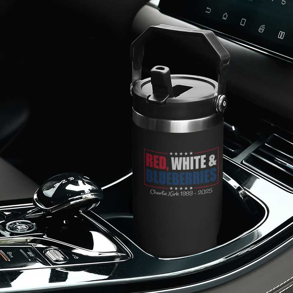 Red White Blueberries Flip Straw Tumbler Charlie Kirk Inspired Patriotic Memorial Freedom TS10 Print Your Wear