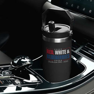 Red White Blueberries Flip Straw Tumbler Charlie Kirk Inspired Patriotic Memorial Freedom TS10 Print Your Wear