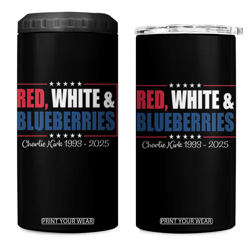 Red White Blueberries 4 in 1 Can Cooler Tumbler Charlie Kirk Inspired Patriotic Memorial Freedom TS10 One Size: 16 oz Black Print Your Wear
