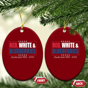 Red White Blueberries Ceramic Ornament Charlie Kirk Inspired Patriotic Memorial Freedom TS10 Print Your Wear
