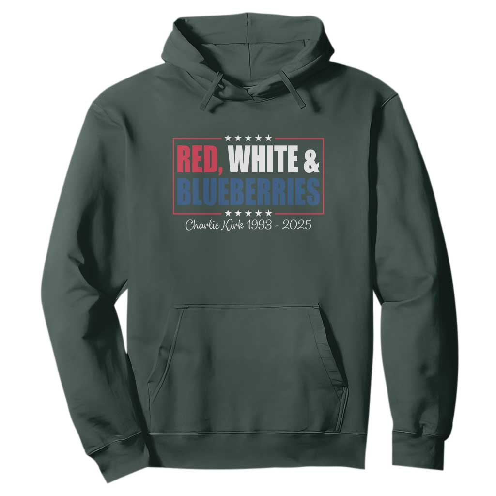 Red White Blueberries Hoodie Charlie Kirk Inspired Patriotic Memorial Freedom TS10 Dark Forest Green Print Your Wear