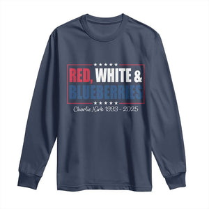 Red White Blueberries Long Sleeve Shirt Charlie Kirk Inspired Patriotic Memorial Freedom TS10 Navy Print Your Wear