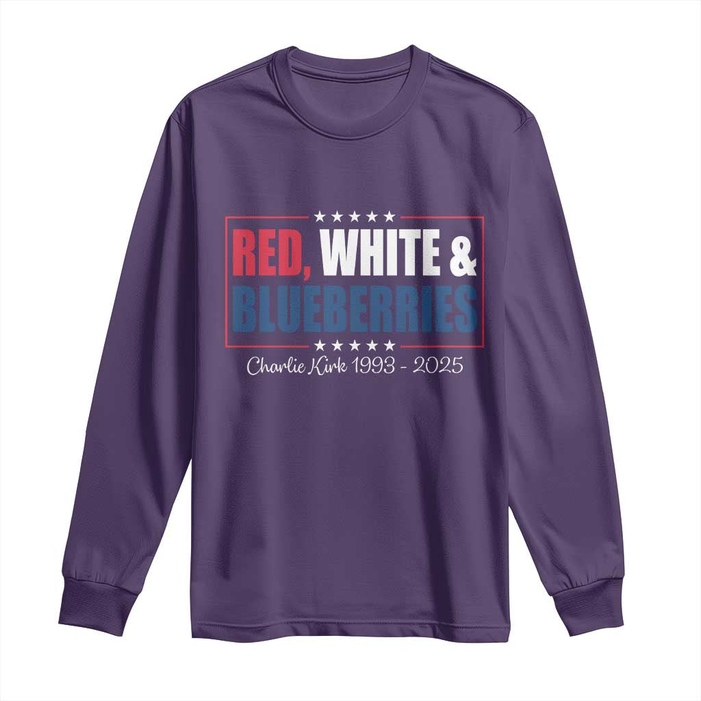 Red White Blueberries Long Sleeve Shirt Charlie Kirk Inspired Patriotic Memorial Freedom TS10 Purple Print Your Wear