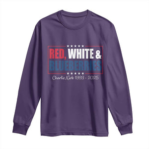 Red White Blueberries Long Sleeve Shirt Charlie Kirk Inspired Patriotic Memorial Freedom TS10 Purple Print Your Wear