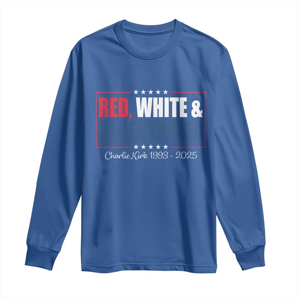 Red White Blueberries Long Sleeve Shirt Charlie Kirk Inspired Patriotic Memorial Freedom TS10 Royal Blue Print Your Wear