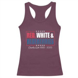 Red White Blueberries Racerback Tank Top Charlie Kirk Inspired Patriotic Memorial Freedom TS10 Maroon Print Your Wear