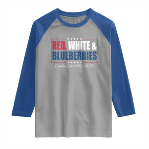 Red White Blueberries Raglan Shirt Charlie Kirk Inspired Patriotic Memorial Freedom TS10 Sport Gray Royal Print Your Wear