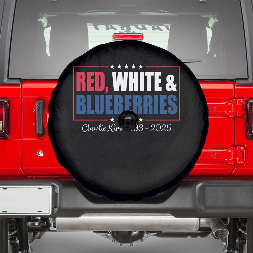 Red White Blueberries Spare Tire Cover Charlie Kirk Inspired Patriotic Memorial Freedom TS10 Black Print Your Wear