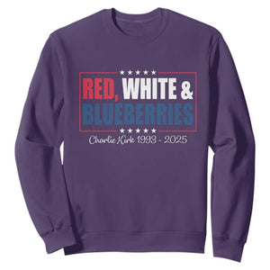 Red White Blueberries Sweatshirt Charlie Kirk Inspired Patriotic Memorial Freedom TS10 Purple Print Your Wear