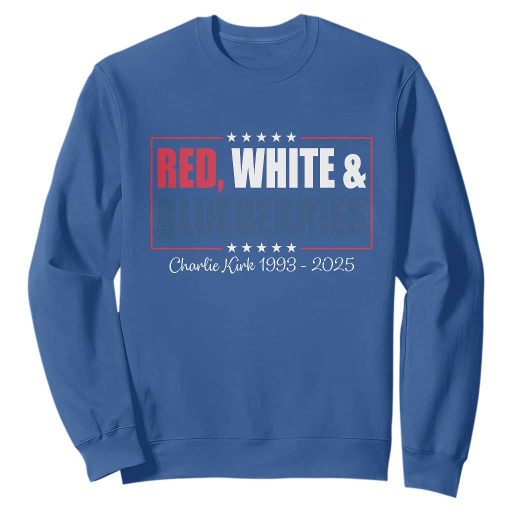 Red White Blueberries Sweatshirt Charlie Kirk Inspired Patriotic Memorial Freedom TS10 Royal Blue Print Your Wear