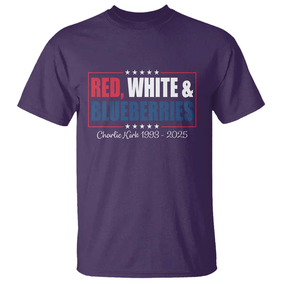Red White Blueberries T Shirt Charlie Kirk Inspired Patriotic Memorial Freedom TS10 Purple Print Your Wear