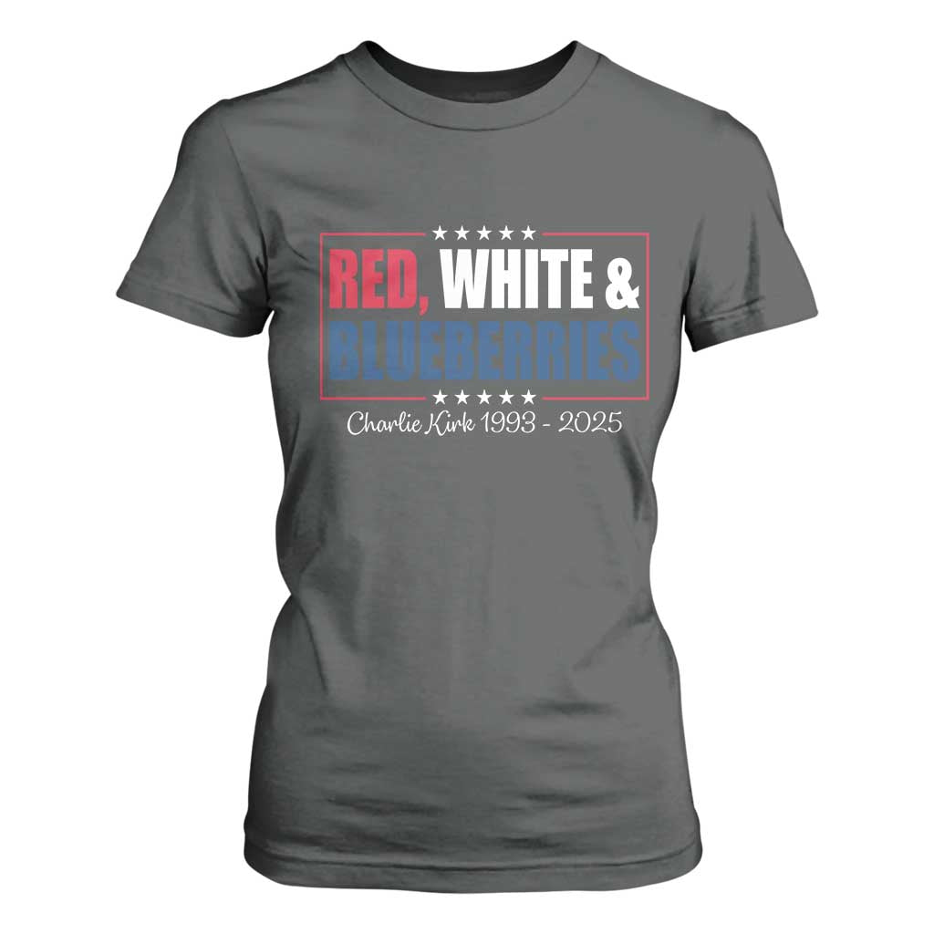 Red White Blueberries T Shirt For Women Charlie Kirk Inspired Patriotic Memorial Freedom TS10 Dark Heather Print Your Wear