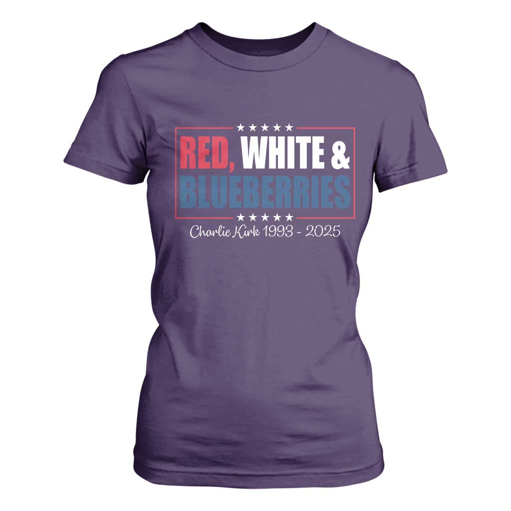 Red White Blueberries T Shirt For Women Charlie Kirk Inspired Patriotic Memorial Freedom TS10 Purple Print Your Wear