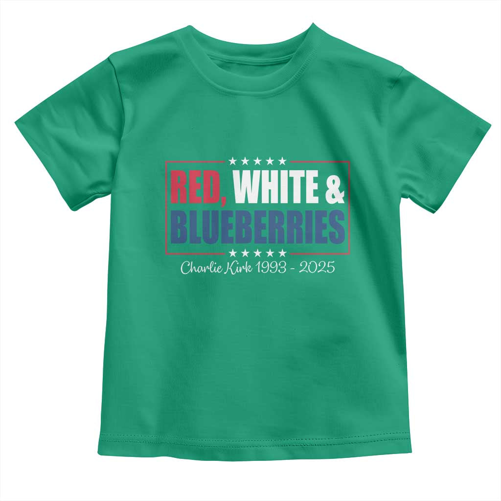 Red White Blueberries Toddler T Shirt Charlie Kirk Inspired Patriotic Memorial Freedom TS10 Irish Green Print Your Wear