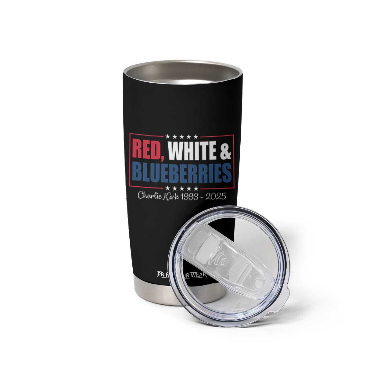 Red White Blueberries Tumbler Cup Charlie Kirk Inspired Patriotic Memorial Freedom TS10 Print Your Wear