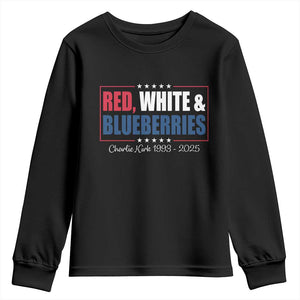 Red White Blueberries Youth Sweatshirt Charlie Kirk Inspired Patriotic Memorial Freedom TS10 Black Print Your Wear
