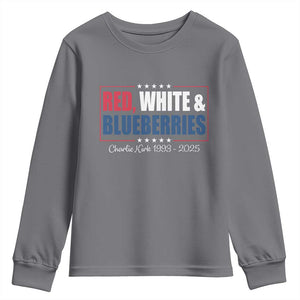 Red White Blueberries Youth Sweatshirt Charlie Kirk Inspired Patriotic Memorial Freedom TS10 Charcoal Print Your Wear