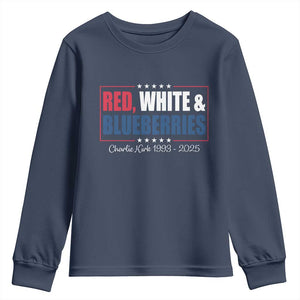Red White Blueberries Youth Sweatshirt Charlie Kirk Inspired Patriotic Memorial Freedom TS10 Navy Print Your Wear
