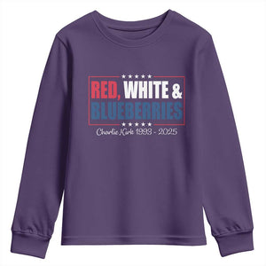 Red White Blueberries Youth Sweatshirt Charlie Kirk Inspired Patriotic Memorial Freedom TS10 Purple Print Your Wear