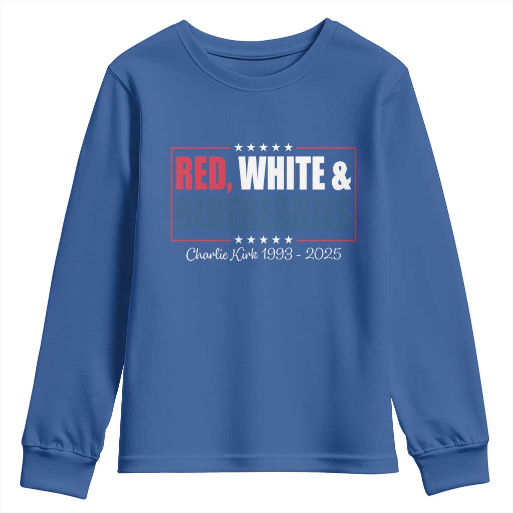 Red White Blueberries Youth Sweatshirt Charlie Kirk Inspired Patriotic Memorial Freedom TS10 Royal Blue Print Your Wear