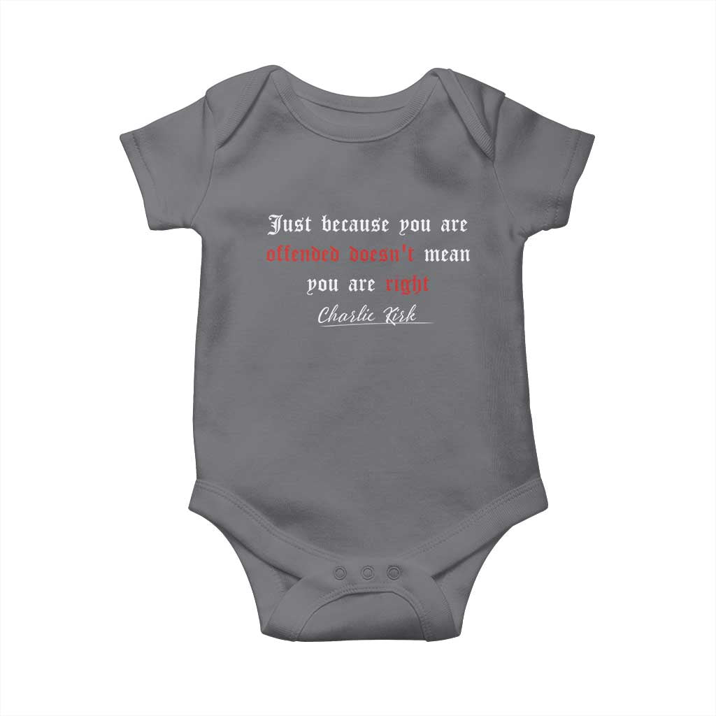 Charlie Kirk Baby Onesie True Patriot Tribute Freedom Conservative Supporter TS10 Charcoal Print Your Wear