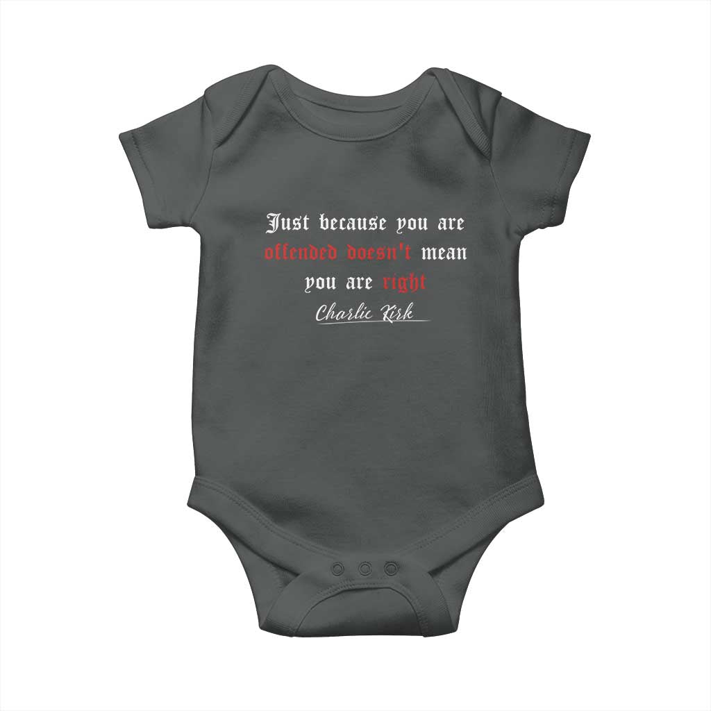 Charlie Kirk Baby Onesie True Patriot Tribute Freedom Conservative Supporter TS10 Dark Heather Print Your Wear