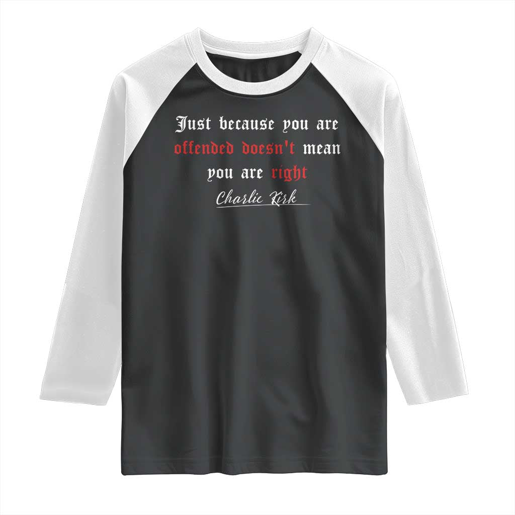 Charlie Kirk Raglan Shirt True Patriot Tribute Freedom Conservative Supporter TS10 Black White Print Your Wear