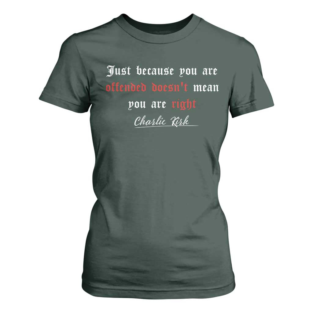 Charlie Kirk T Shirt For Women True Patriot Tribute Freedom Conservative Supporter TS10 Dark Forest Green Print Your Wear