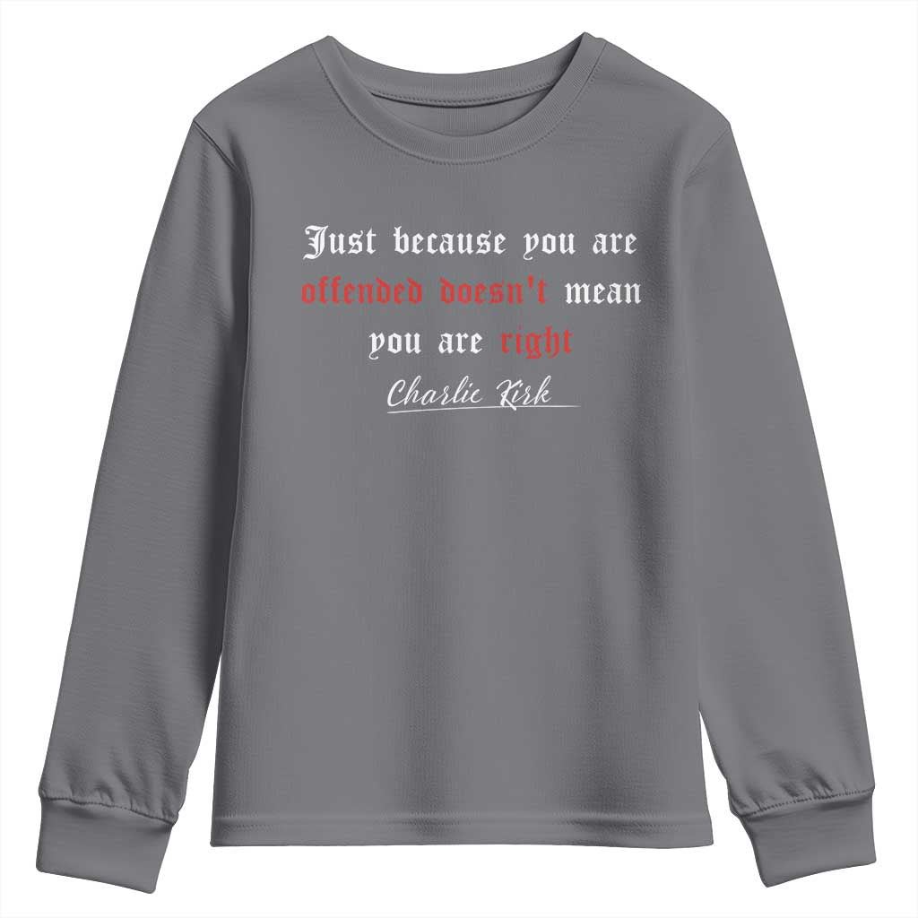 Charlie Kirk Youth Sweatshirt True Patriot Tribute Freedom Conservative Supporter TS10 Charcoal Print Your Wear