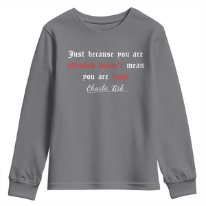 Charlie Kirk Youth Sweatshirt True Patriot Tribute Freedom Conservative Supporter TS10 Charcoal Print Your Wear
