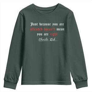 Charlie Kirk Youth Sweatshirt True Patriot Tribute Freedom Conservative Supporter TS10 Dark Forest Green Print Your Wear