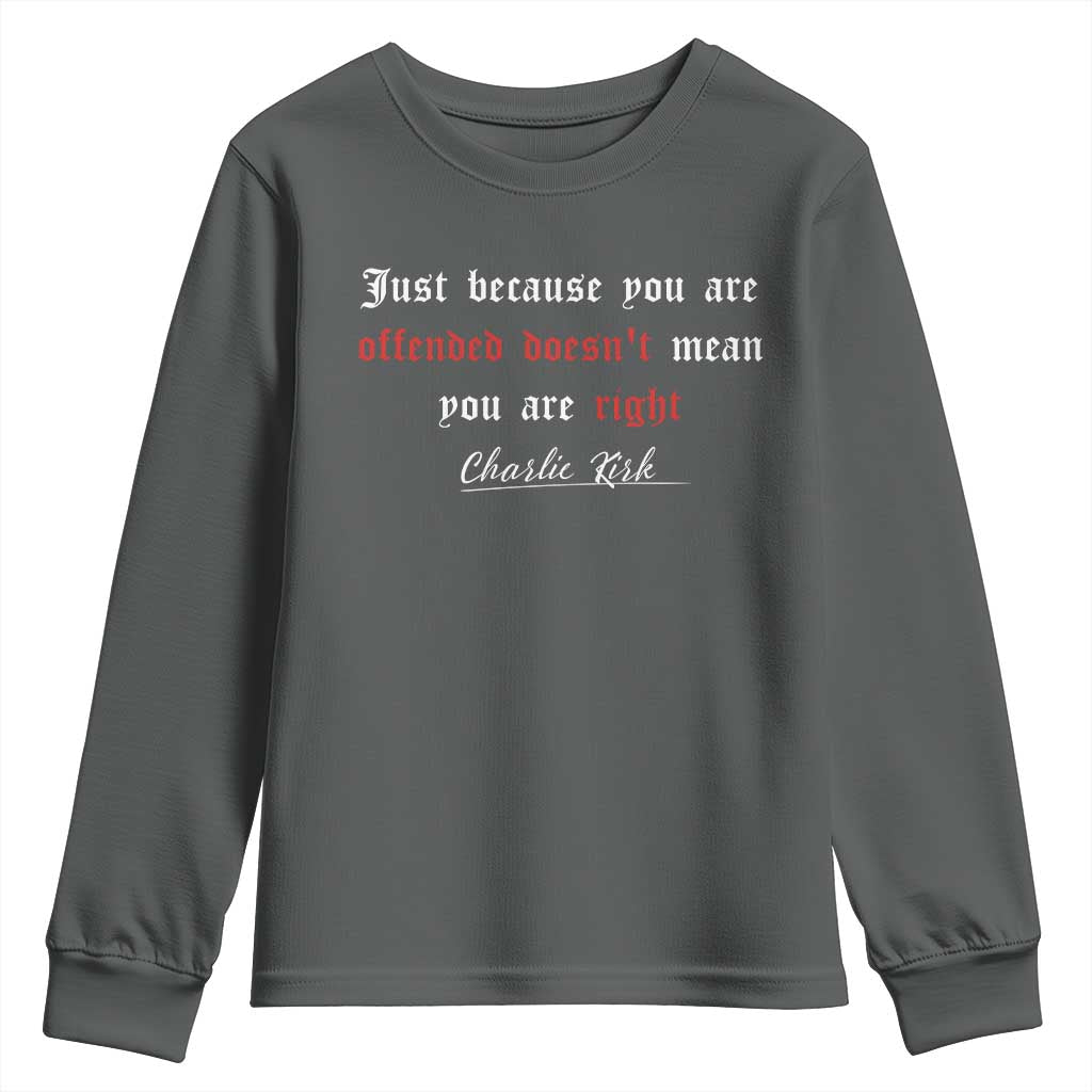 Charlie Kirk Youth Sweatshirt True Patriot Tribute Freedom Conservative Supporter TS10 Dark Heather Print Your Wear