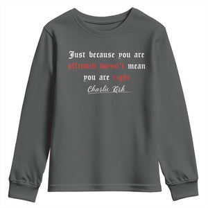 Charlie Kirk Youth Sweatshirt True Patriot Tribute Freedom Conservative Supporter TS10 Dark Heather Print Your Wear