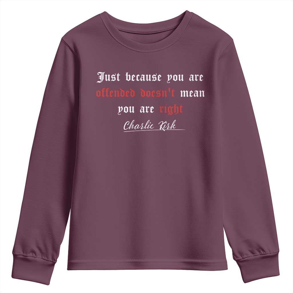 Charlie Kirk Youth Sweatshirt True Patriot Tribute Freedom Conservative Supporter TS10 Maroon Print Your Wear
