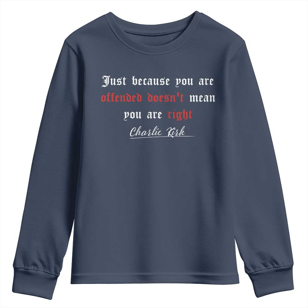 Charlie Kirk Youth Sweatshirt True Patriot Tribute Freedom Conservative Supporter TS10 Navy Print Your Wear