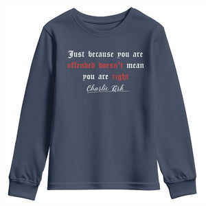 Charlie Kirk Youth Sweatshirt True Patriot Tribute Freedom Conservative Supporter TS10 Navy Print Your Wear